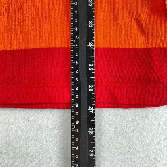 Vintage TAN GUIDICELLI Women EU40 USL Red Striped Deep V-Neck Short Sleeve Shirt - Picture 6 of 8